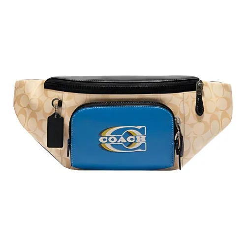 COACH Track Коровья кожа Одно плечо Через плечо Бананка Мужской Синий Бежевый