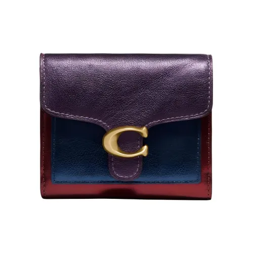 COACH Tabby Кожа Кошелек Маленький Женский Фиолетовый Красный Синий