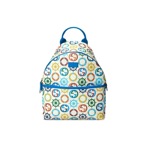 GUCCI Canvas с кожаными вставками рюкзак для детей белый синий