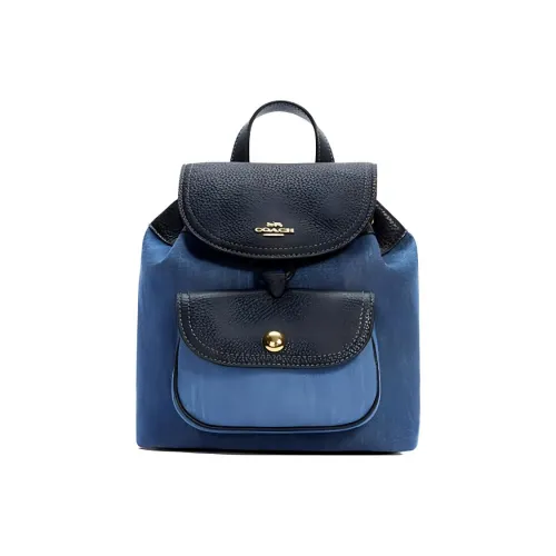 COACH Pennie Коровья кожа Рюкзак Маленький Женский Джинсовый синий Смешанный цвет