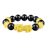 Браслет из песчаного золота с бусинами, китайские благоприятные животные, стиль с четырьмя бусинами