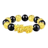 Браслет из песчаного золота с бусинами в виде китайских благоприятных животных, полубусинный стиль