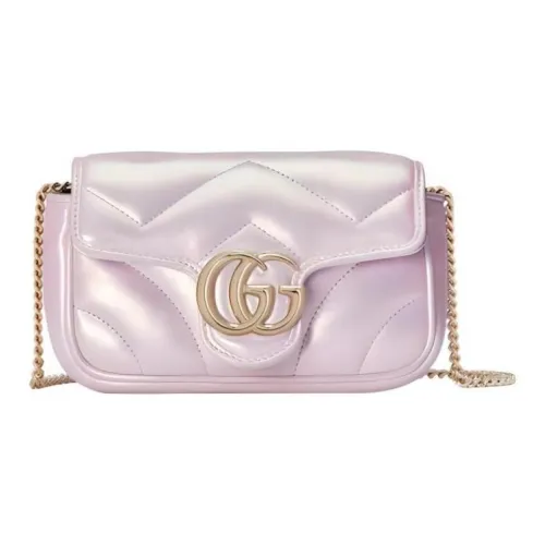GUCCI GG Marmont Кожа Сумка через плечо Экстра мини Женская Радужная Розовая