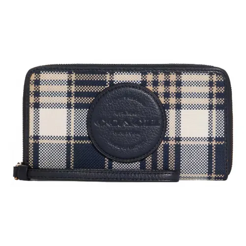 COACH Dempsey Кожа с Ткань Zip Картхолдер Мелочь Кошелек Кошелек Женский Белый Черный