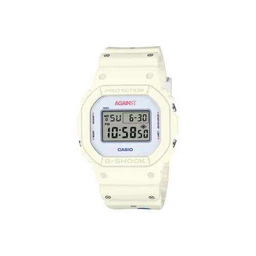 CASIO Against Кварцевый механизм Смольный ремешок Часы унисекс Белый циферблат