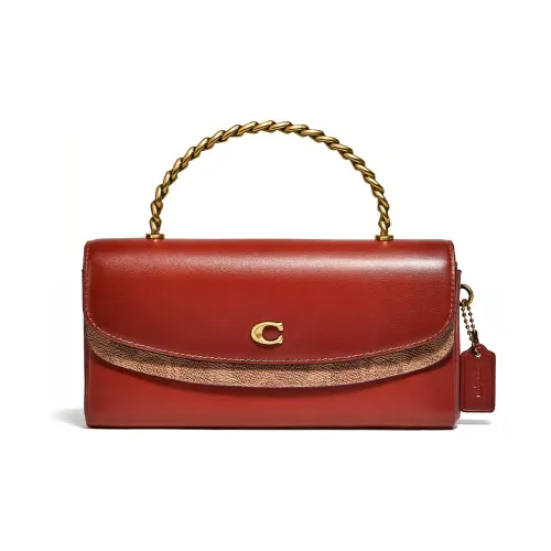 COACH Blair Кожа Сумка через плечо Сумка на плечо Сумка через плечо Сумка с цепочкой Сумка Женская Красный Коричневый и Монограмма
