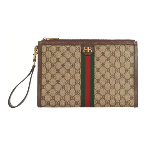 Balenciaga GUCCI Коллаборация Коровья кожа Напульсник Клатч Женские Эбеновый