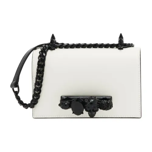 Alexander McQueen JEWELLED SATCHEL Гладкая Телячья Кожа Сумка через плечо Мини Женская Айвори