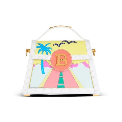 BALMAIN GRAIN LEATHER Сумка Сумка через плечо Сумка через плечо Женская Белая и Многоцветная