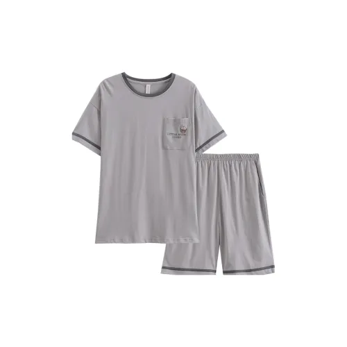 FENTENG Пижамный комплект Мужской благородный серый серый синий