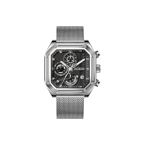 Dickies Наручные часы Кварцевый механизм Стальной ремешок Черный циферблат Мужские часы Коробка