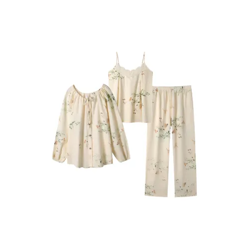 ZumashL Трехкомпонентный комплект пижам Женский Светлый Бежевый Абрикос