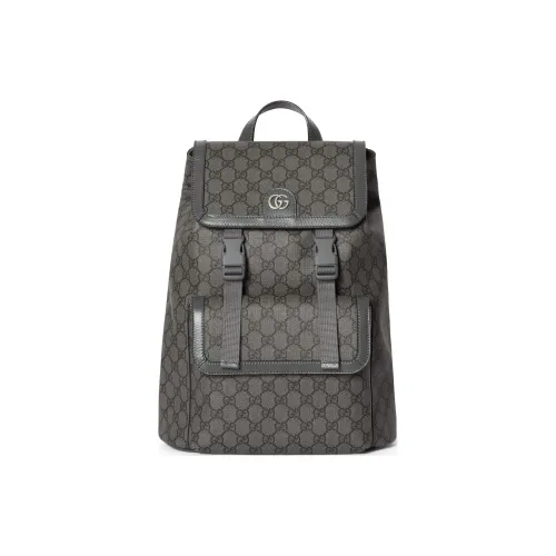GUCCI Ophidia Холст с кожей Обметка Рюкзак Маленький Мужской Серый и Черный