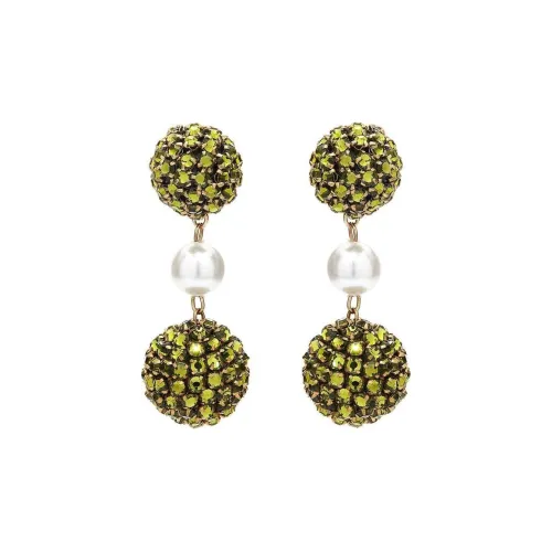 Oscar De La Renta Латунь Нижняя Заколка Серьги On Женские Оливково-Зеленые