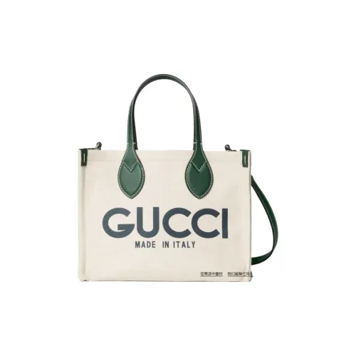 GUCCI Хлопок с Коноплей And Холст Сумка Тоут Сумка Сумка для покупок Сумка Маленькая Женская Бежевая и Зеленая