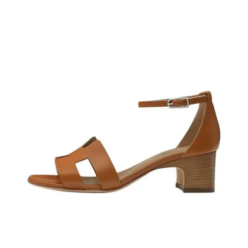 HERMES Encens One Ремень Сандалии 5 см Женские Коричневый