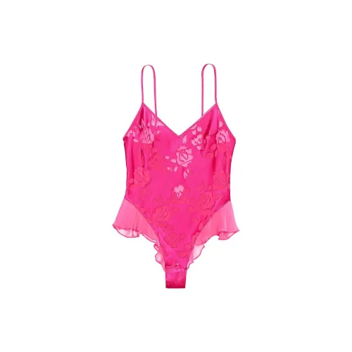 Victoria's Secret Archives Выгорающая печать Сатин Тедди FOREVER Розовый Комбинезон Женские Розовый