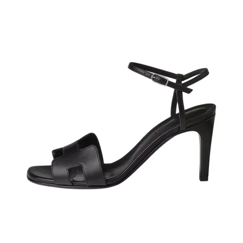 HERMES Heden One Ремень Сандалии 7,8 см Женские Черный