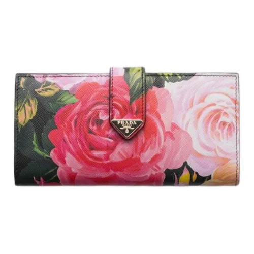 PRADA Saffiano кожа кошелек большой женский черный и разноцветный