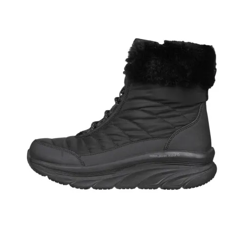 Skechers D'lux Walker Зимний Solstice Термический Водонепроницаемый Амортизирующий Короткий Снегобут Женские Черный