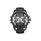 Чёрный ремешок, синий циферблат