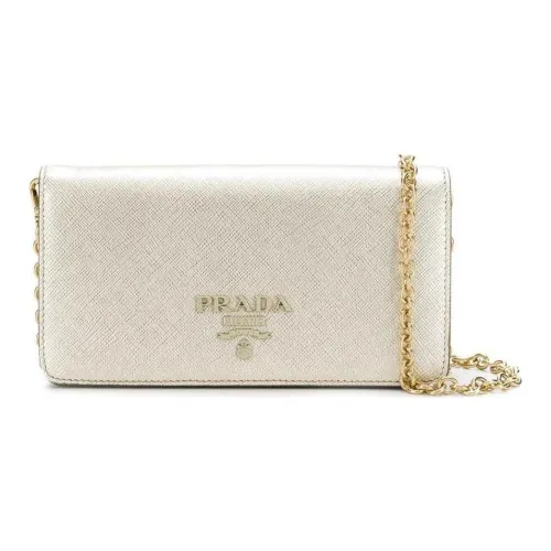 PRADA Телячья кожа Курьерская сумка Ручная сумка через плечо Сумка на плечо Женская Светло-золотая