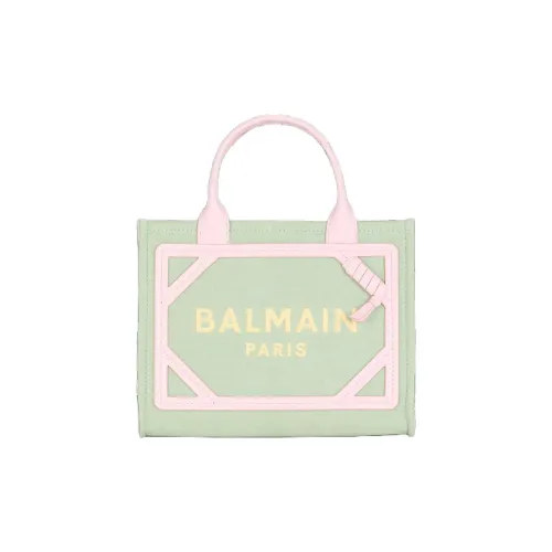 BALMAIN B Army Холст и Кожа Сумка Сумка-тоут Сумка для покупок Сумка Маленькая Женская Зеленая