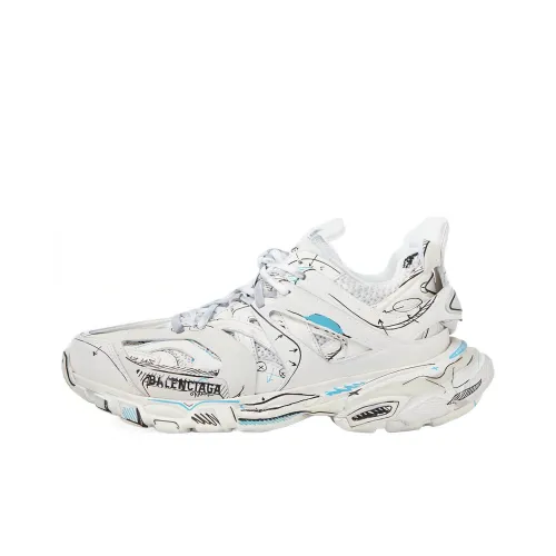 Balenciaga Track 1,0 Low Топ Толстоподошвенные кроссовки Женские Белые Потертый