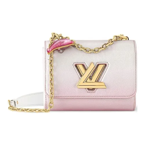 LOUIS VUITTON Twist Кожа Сумка через плечо Сумка на плечо Женская Белая и Светло-розовая