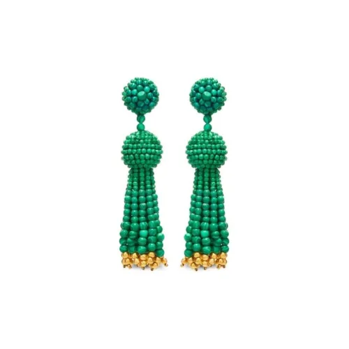 Серьги Oscar De La Renta из малахита латуни полиэстера и полиамида женские зеленые