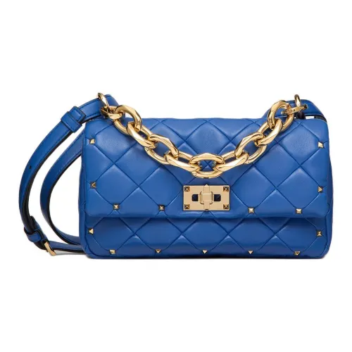 Valentino ROCKSTUD SPIKE Овчина Сумка через плечо Сумка на плечо Стандартная Женская Riverbank Синий