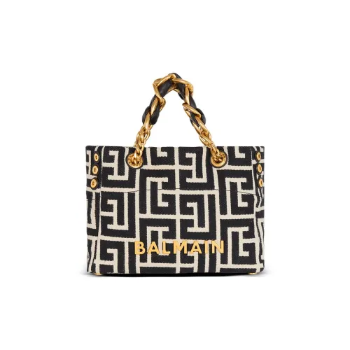 BALMAIN Canvas Tote Bag Shopping Bag Small Women's Black