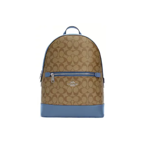 COACH Kenley Холст и Кожа Рюкзак Средний Женский Хаки с Монограммой Цвет и Haze Синий