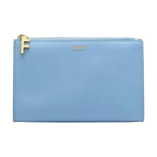 FERRAGAMO Телячья кожа Косметичка Женская Небесно-голубая