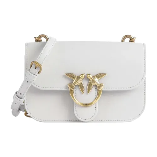 PINKO Love Bell Телячья кожа Сумка через плечо Мини Женская Белая