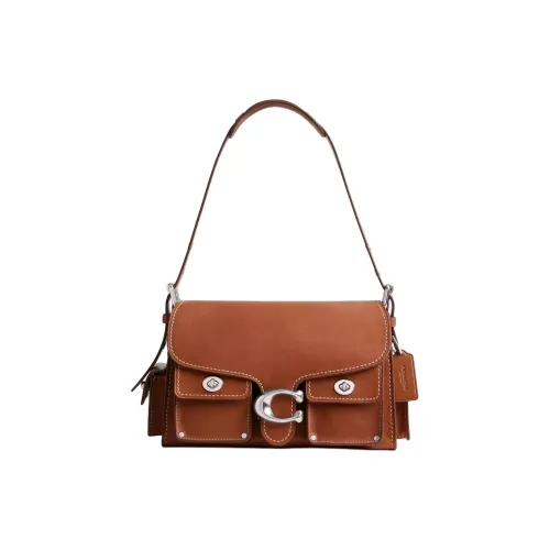 COACH CargoSoft Tabby GRAIN LEATHER Сумка через плечо Байкер Сумка на одно плечо Средний Женская Красно-коричневый