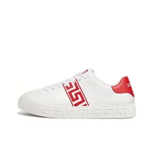 VERSACE Устойчивые к истиранию низкие кроссовки для скейтбординга Мужские Белый Красный