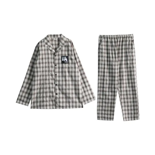 Dorame Pajama Комплект Мужской Серый Белый Клетка