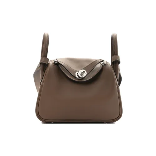 HERMES Lindy Swift Телячья кожа Сумка Сумка через плечо Сумка через плечо Мини Женская D0 Бежевый DE Weimar Собака Бежевый