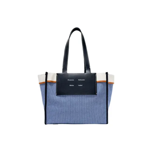 PROENZA SCHOULER Хлопок с коровья кожа Тоут Сумка Сумка для покупок Сумка на плечо Сумка Большая Женская Синяя и Бежевая