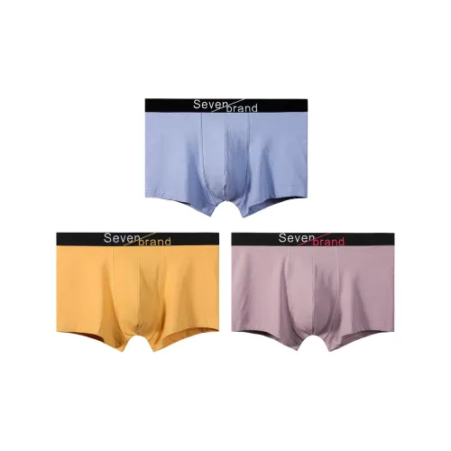 SEVEN Пурпурный Розовый + Светло-Синий + Имбирный Желтый Мужские Боксеры