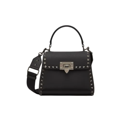 Valentino Rockstud Телячья кожа с текстурой сумка через плечо маленькая сумка женская черная