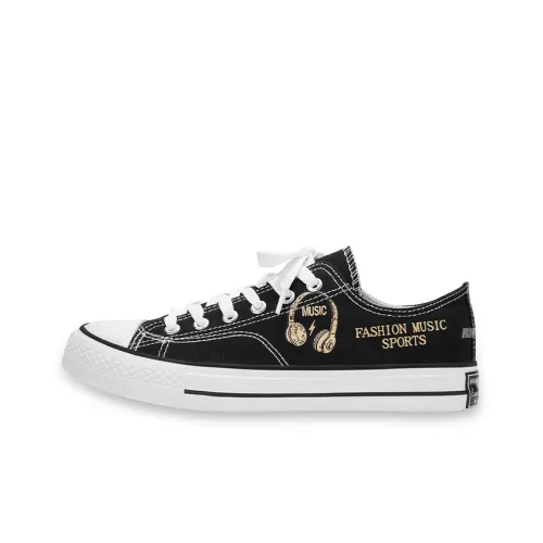RUN MANNER Low-Top Canvas Shoes Black Khaki Men's