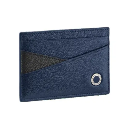 BVLGARI Рельефная Телячья Кожа Держатель для Карт Мужской Синий