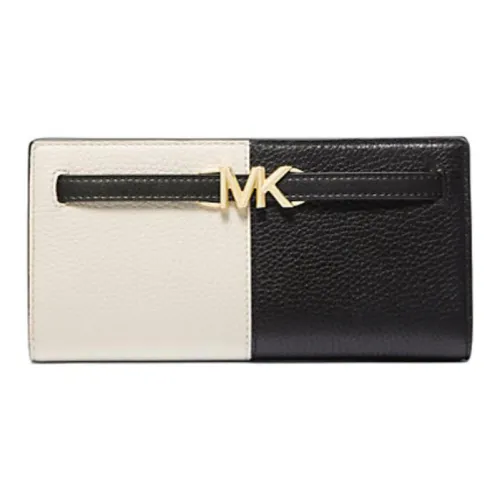 MICHAEL KORS Pebble Leather Wallet Large Women's Black Beige