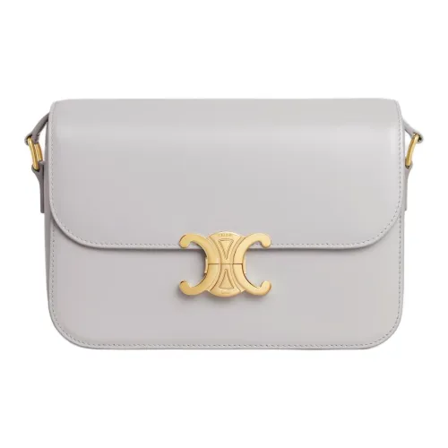 CELINE Triomphe Блестящий Телячья кожа Портативный Сумка через плечо Сумка на плечо Женская Пасмурно-серый