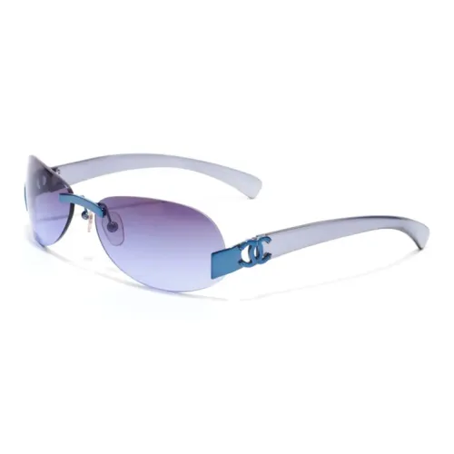 CHANEL Пластик Нерегулярная форма Солнцезащитные очки Женские Синий