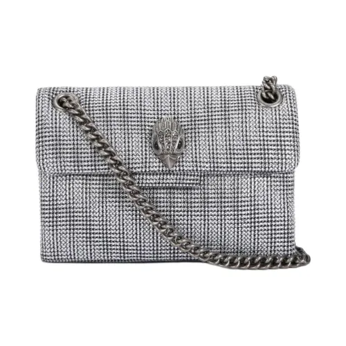 Kurt Geiger London Сумка через плечо из ткани в узор "гусиная лапка" Мини Женская Серебряная