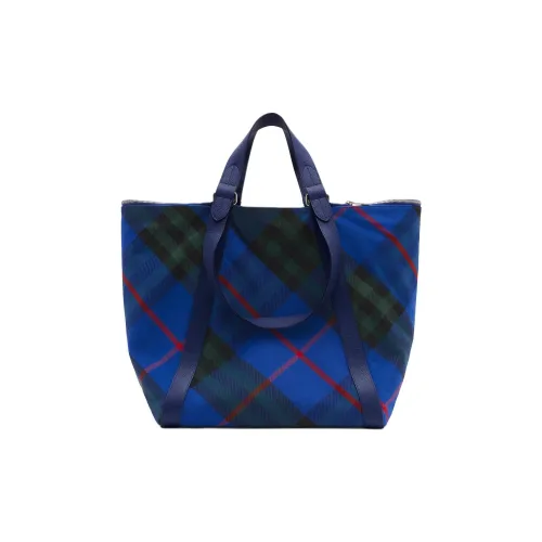 Burberry Shield Полиэстер с Хлопком Тоут Сумка Сумка для покупок Сумка среднего размера Женская Рыцарский синий