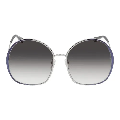 Chloe Металл Круглые Солнцезащитные очки Женские Серебряные